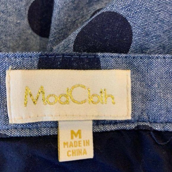 ModCloth Navy Blue Polka Dot  Knee Length Skirt - Picture 7 of 9